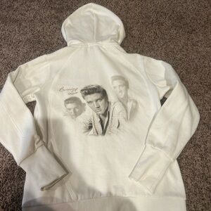 vintage Elvis Presley Burning Love zip up with gold accents size small